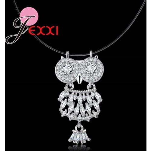 Genuine 925 Sterling Silver Lovely Animal Shape Design Necklace Pendant For Women Ladies Crystal Jewelry Present Wholesale