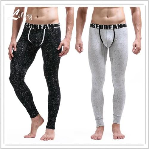 1PCS Mens Fashion Star Print Warm Long Johns Clothes Male Sexy Cotton Slim Hip Leggings Tight Pants Men Long Pants Underwear