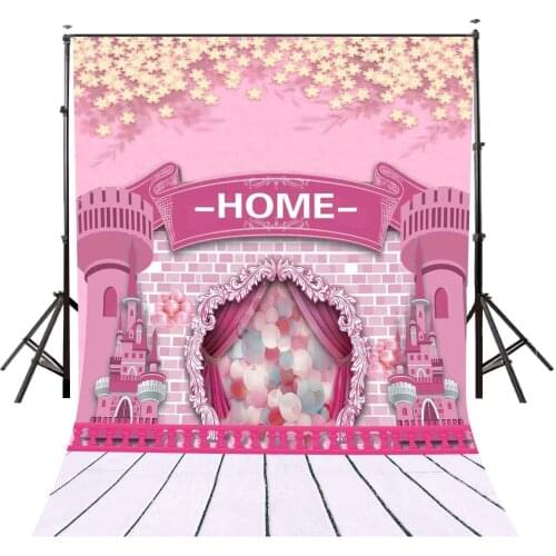 150x220cm Cartoon Childlike Castle Backdrop Millennial Pink Home Photography Background