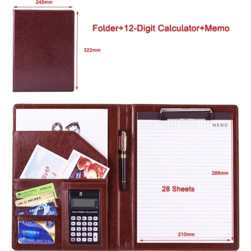 A4 Document Bags PU Leather File Folder Calculator Binder Organizer Business Contract Storage Manager Portfolio Office Supplies