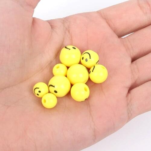 50pcs 6/8/10mm Mixed Color Smilely Acrylic beads loose Round Beads For Jewelry Making DIY Craft Bracelets Fashion Pendents beads