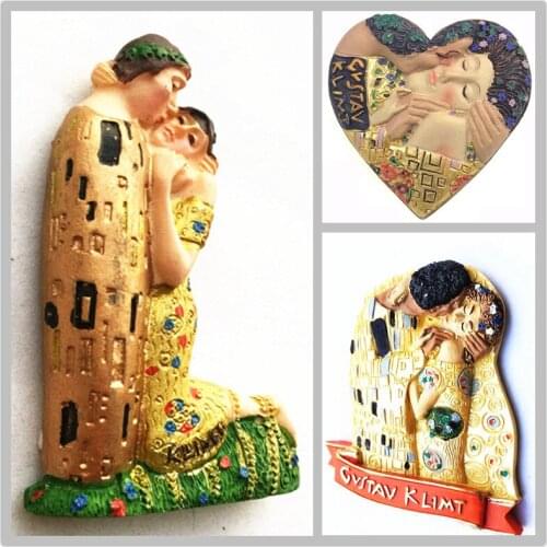 Austrian Tourist Souvenir Crafts Refrigerator Magnets Gustav Klims Magnum Opus ‘Kiss’ 3D Fridge Magnet