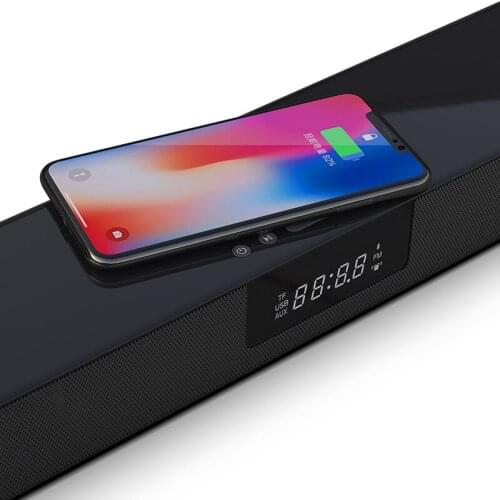 Wireless Charging Bluetooth Speaker with Alarm Clock Support U disk RCA TF Card FM Radio Aux Input Bluetooth Music Bass Speaker