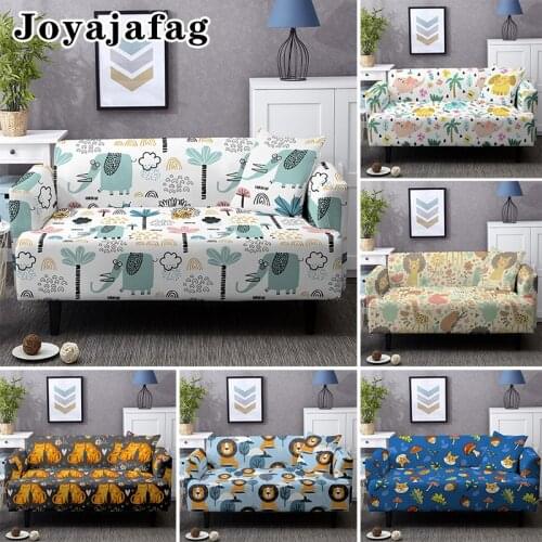 Animal Cartoon Slipcover 1/2/3/4 Seaters Stretch Sofa Cover For Living Room Elastic Washable Sectional Corner Couch Covers