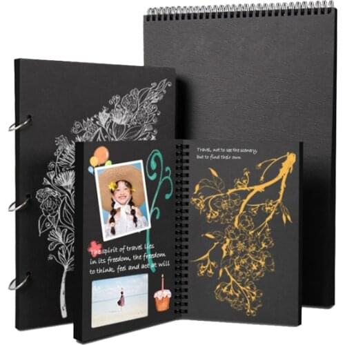 Black cardboard loose-leaf book A4 A5 hand-painted book thickened hard shell diy album art student special acrylic painting wate