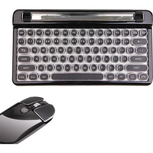 Keyboard Mouse Combos Wireles Bluetooth Retro Mechanical Keyboard With Bluetooth Wireless Mouse For Laptop / Tablet Gamer Black