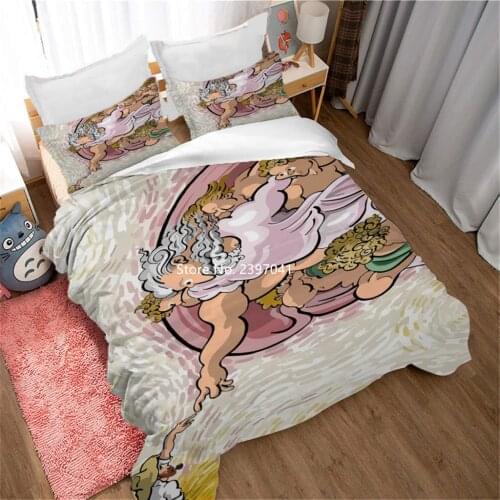 Blue Abstract Oil Painting Cartoon Series 3D-printed Bedding Set Children Adult Bedroom Decoration Home Textile Knitwear Hot