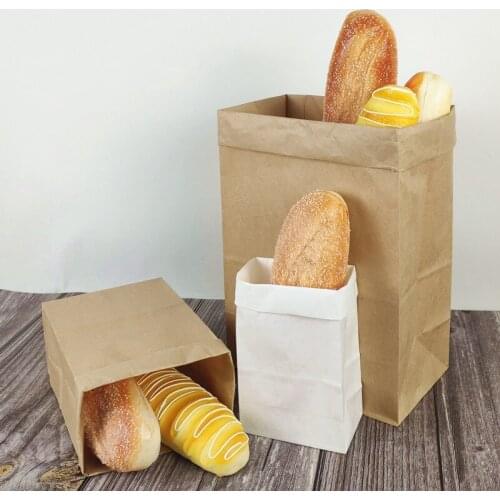 50Pcs Brown Kraft Paper Bags Cookie Bread Baking Packag Gift Bags Packing Biscuits Food Takeout Eco-friendly Bag
