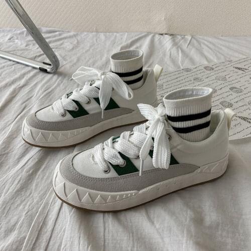 HOUZHOU Womens Sports Shoes Platform Sneakers White Casual Tennis Female Kawaii Flats Fashion 2021 Autumn Vulcanize