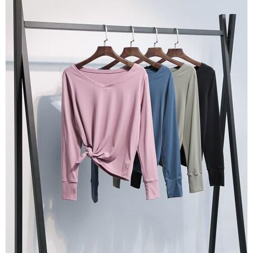 JUST A TIE LIGHTWEIGHT Plain Training Exercise Sport Shirts Tops Women Naked Feel Fitness Gym Yoga Workout Long Sleeve Shirts