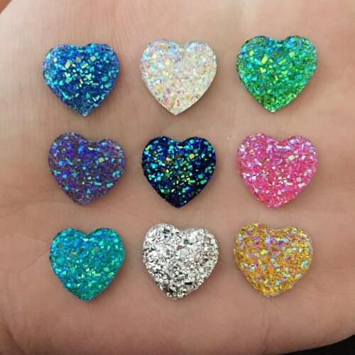 HOT 75PCS 14mm mix AB Resin Heart FlatBack Appliques/wedding DIY craft Button D11A*3