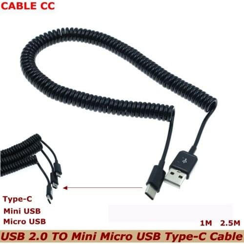 Micro USB retractable spring Android mobile phone data cable Huawei millet Samsung car charger car charging cable 3 meters