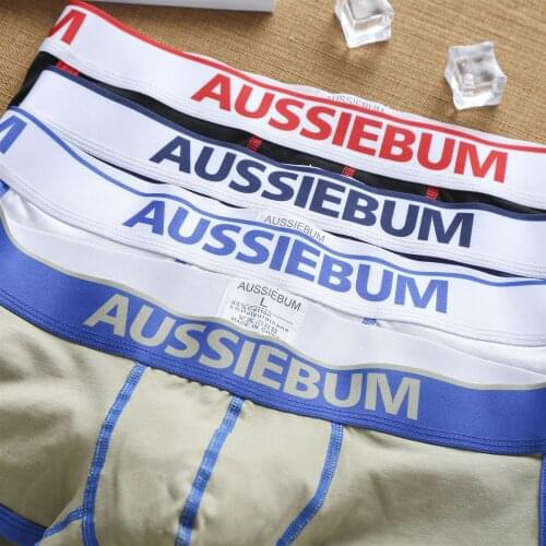 Aussiebum jockstrap swimwear men Mens Cotton Fashion Boxer Shorts with Low Waist and European and American Muscle Youth Pants