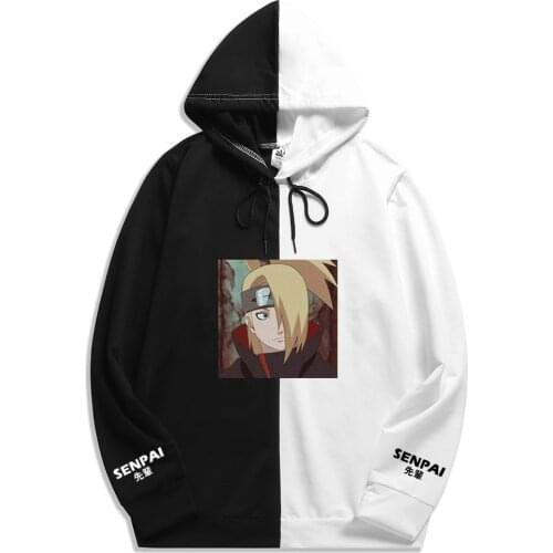 Men Hooded Pullovers Harajuku Streetwear Sweatshirts akatsuki Hoodie Anime Deidara senpai Hoodie Double Color Hoodies
