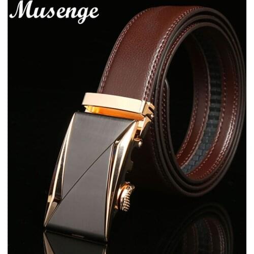 Musenge Leather Belt Designer Belts Men High Quality Cintos Mens Designer 2017 Fashion Formal Cowskin Leather Automatic Buckle