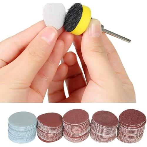 100 Pcs 1 Inch / 25mm 100-3000 Grit Hook Loop Sandpaper with 1/8" Shank Sanding Pad Backing Plate for Grinder Rotary Tools
