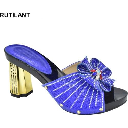 Latest Nigerian Women Wedding Shoes Decorated with Rhinestone Shoes for Wedding Women African Dress Women Luxery Shoes Women