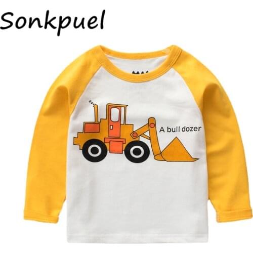 Kids Tops Boys Cartoon Long Sleeve T Shirts Children Autumn Sweatshirts 2 3 4 6 7 8 Years Boy Girl Solid Cotton T-shirt