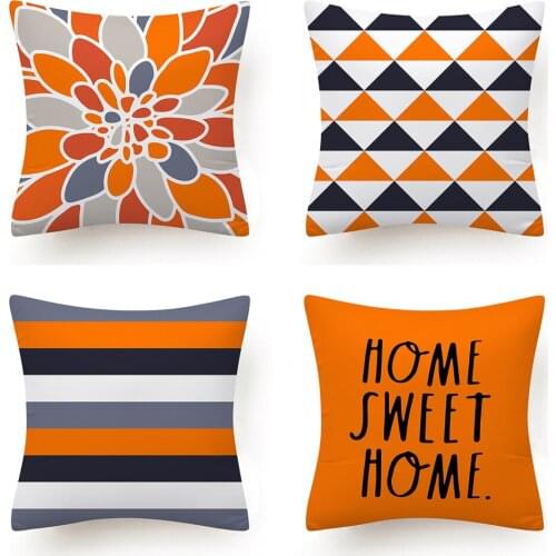 New Nordic Pillowcase Orange Color Geometric Decorative Cushion Cover Green Blue Stripe Car Chair Home Decor Pillow Cover
