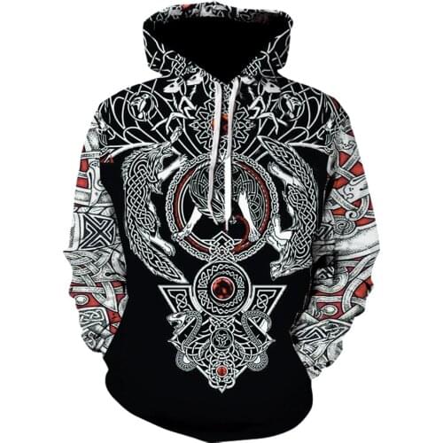 New arrival Hoodie Viking Wolf And Deer Tattoo 3D All Over Printed Mens Sweatshirt men/women top Pullover Casual vintage Jackets