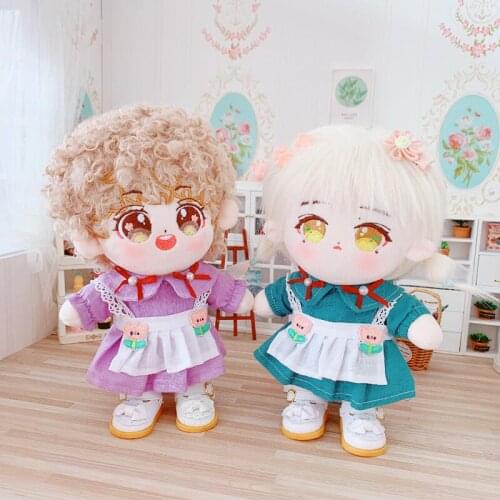 20cm Doll Clothes Cute Maid Dress Outfit Plush Toy Dolls Accessories For Our Generation Idol Fans Baby Dolls Cosplay Suit