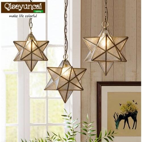 Qiseyuncai American copper stars chandeliers simple bar entrance balcony lights creative personality corridor lamps