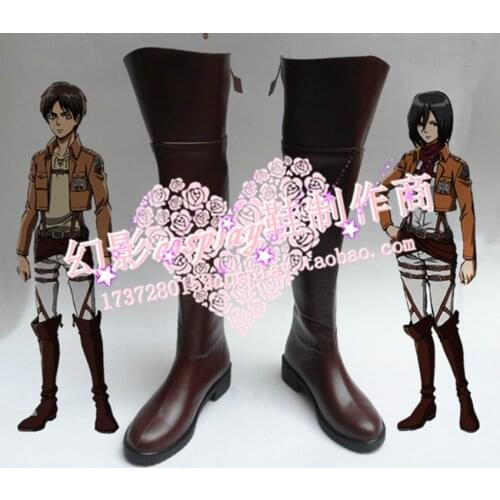 Attack on Titan Cosplay Boots Eren Jaeger Halloween Long Shoes H016