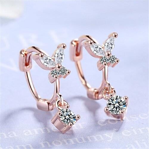 SHQIYAYI Bowknot 925 Silver Hoop Earrings For Women Girls Korean Jewelry Zirconia Prevent Allergy Party Gift Fashion 491