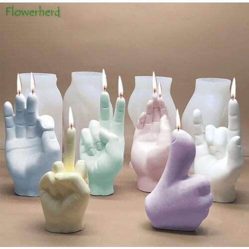 Gesture Candle Mould Silicone DIY Resin Molds Aromatherapy Plaster Thumbs Up Victory Hiya Finger Cake Molds for Candle Making