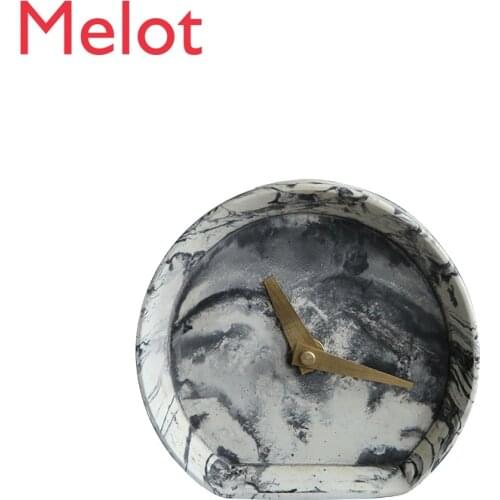 Modern Nordic Small Ink Style Clock Simple Graceful Affordable Luxury Personalized Desktop Desk Clock Handmade Lucky Crafts