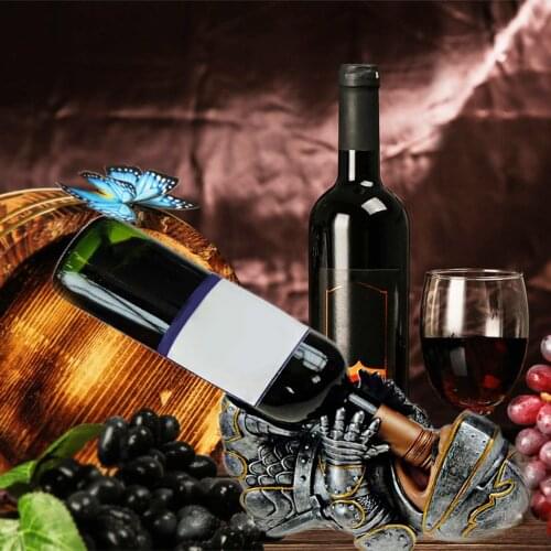 Resin Knight Statue Wine Bottle Holder Creative Ornament Wine Rack Craft Display Storage for Home Bar Cabinets Tabletop Decor