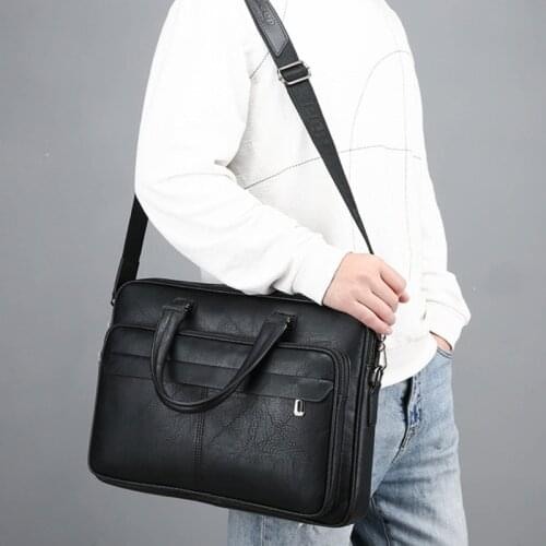 Men Messenger Computer Bag Man 14-inch Leather Laptop Briefcase Handbag Single Shoulder Bolso Bags Bandolera Hombre Sac Homme