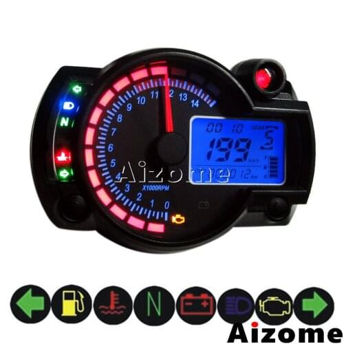Universal Motorcycle LCD digital Odometer Speedometer Adjustable Gauge Speedometer Tachometer w/ Speed Sensor
