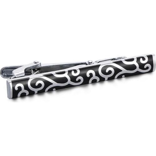 WN new fashion mens wear tie clip quality enamel craft black pattern tie clip