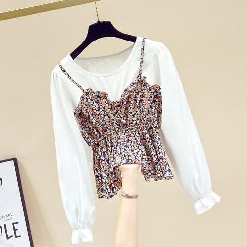 Women Shirt 2021 Spring New Temperament Top Female Vintage Floral Print Bouses Girls Students Blusas