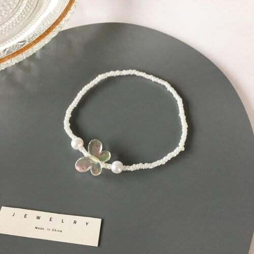 Han Edition Fashion Personality And Lovely Romantic Style White Butterfly Shape Pendant Bracelet Female Cute Jewelry Gifts