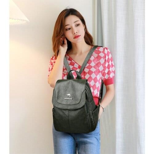 Ladies Back Pack 2021 Women Leather Backpacks High Quality Female Vintage Backpack for Girls School Bag Travel Bagpack