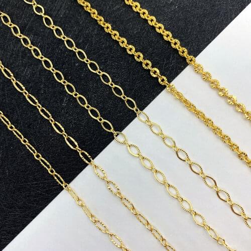 Golden Handmade Copper Chain Charm Handmade Chain for DIY Jewelry Making Necklace Bracelet Fashion Jewelry Accessories 1 Meter