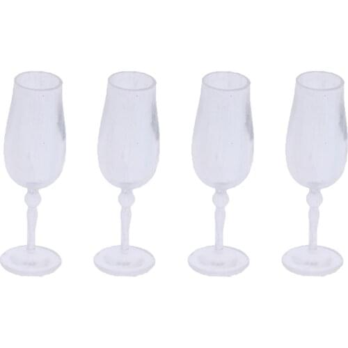 1/12 Dollhouse Tableware 4 Pieces Cup Goblet Wine Glass Juice Glass Kitchen Living Room Accessories