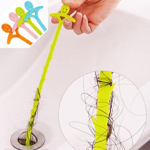 1pc 51cm Clean Tool PP Cleaning Hook Folding Pipe Cleaner Hair Dirt Cleaner For Kitchen Bathroom Toilet Random Color 1035D