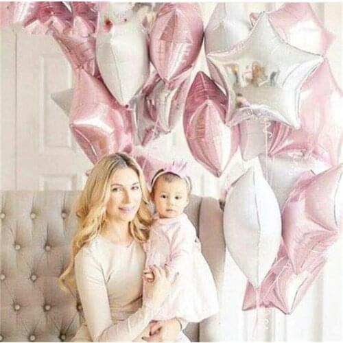 12PCS Baby Shower 18 inch Pink White Star Helium Foil Balloons for Wedding Party Air Ball Decoration Kids Birthday Party Balloon