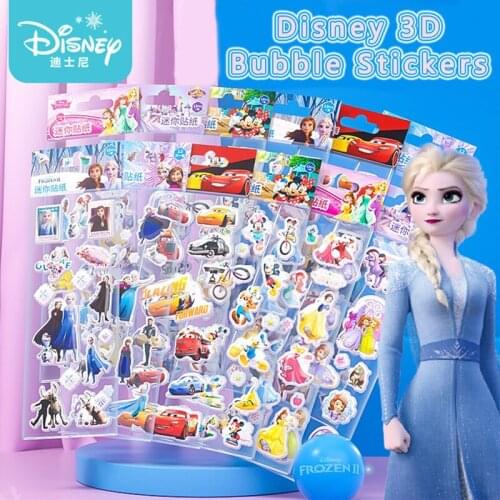 12Pcs/Set Disney Mickey Minnie 3D stickers Frozen Princess waterproof stickers kids DIY graffiti toys boys&girls Reward gifts