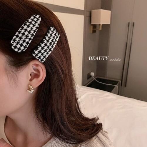2pc Lovely Plaid BB Hair Clips for Women Hairpin Crab Headband for Girls Korean Hair Accessories Headwear Ornament Wholesale