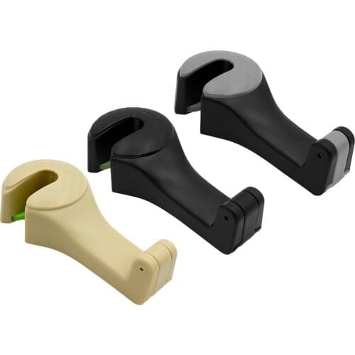 2 in 1 Car Headrest Hook with Phone Holder Seat Back Hanger for Bag Handbag Purse Grocery Cloth Foldble Clips Organizer