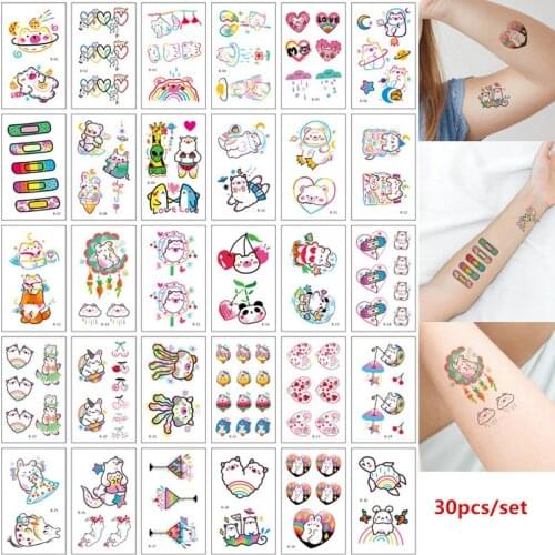 30pcs/set Tatuajes Temporales Cute Bear Fake Tattoo Stickers for Kids Girl Woman Body Hands Temporary Tattoos Waterproof Tatuaze