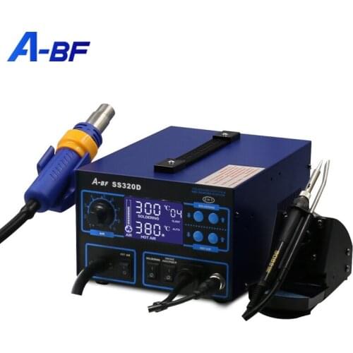A-BF Electronic Rework Station 3 IN 1 SS320D Soldering Iron Station Hot Air Gun Station SMD PCB BGA Welding Solder Smoke Absober