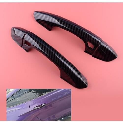 ABS Carbon Fiber Style Door Handle Cover Trim Fit for Ford Mustang 2015 2016 2017 2018 2019 2020