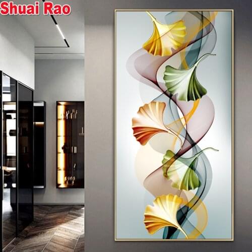 5 d diamond mosaic Large Abstract Art Colorful Leaves painting For Living Room Home Decor diamond Painting embroidery Sale