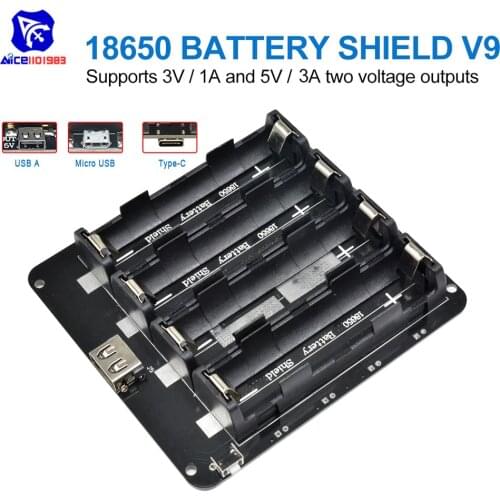 Diymore ESP8266 ESP32S Wireless Module WeMos D1 4x18650 Lithium Battery Charging Shield 5V/3A 3V/1A Power Bank V9 for Arduino