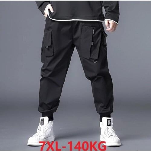 High quality summer men high street cargo pants pockets korea style pencil pants plus size 7XL loose cool dance pants elasticity